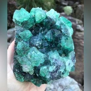 Exquisite Green Fluorite Octahedron in Matrix Home Decor